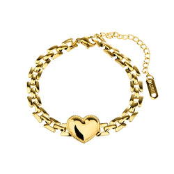 Pulsera “Corazón” – Acero chapado en oro de 18K