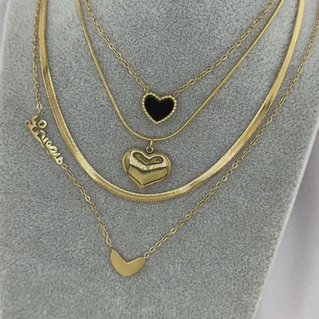 Collar "Corazón/Love" - Acero chapado en oro de 18K