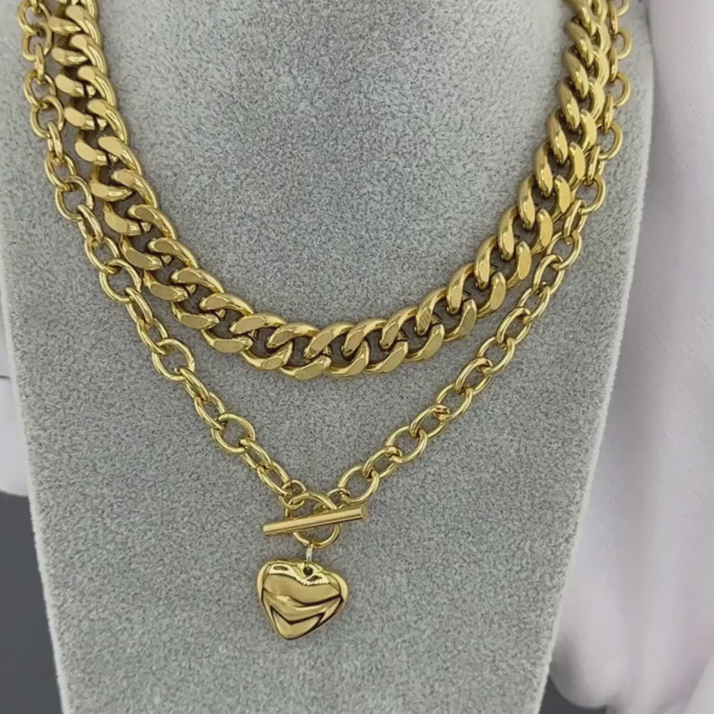 Collar “Corazón” – Acero chapado en oro de 18K
