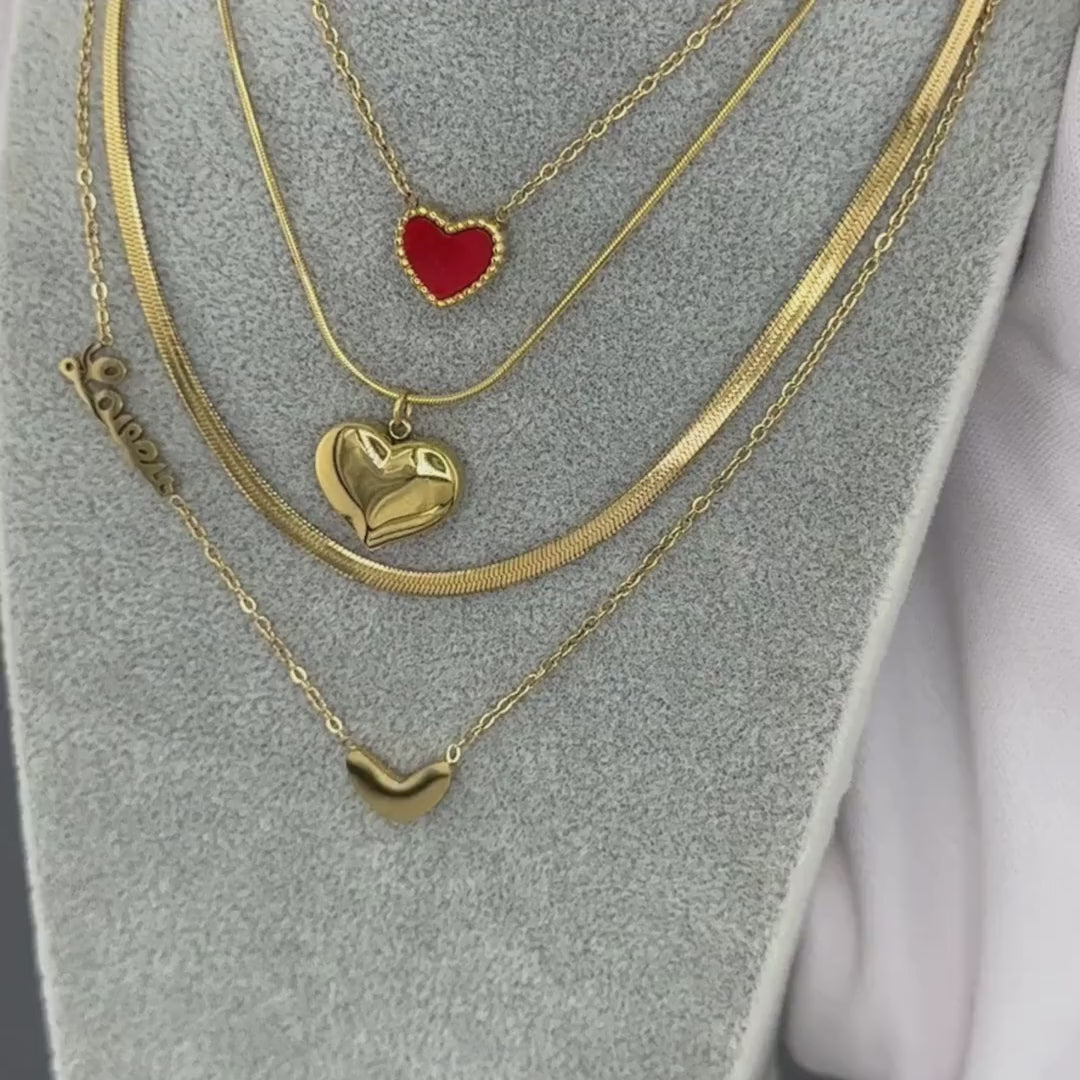 Collar "Corazón/Love" - Acero chapado en oro de 18K